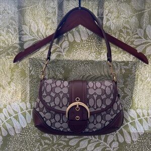 Coach CJ814 Soho Classic Jacquard Maple Brown Shoulder/Tote Bag